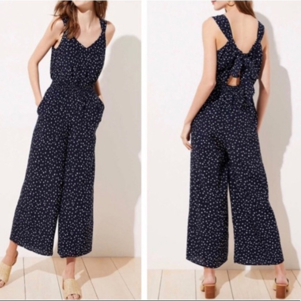 LOFT NWT Navy Polka Dot Jumpsuit